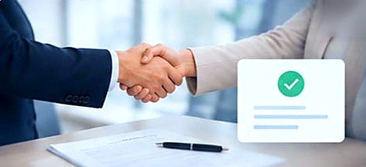 Handshake closing the placement